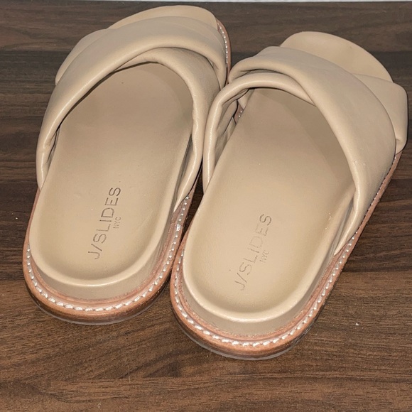J/Slides Roland Leather Sandal, Beige Size 8.5 - Picture 7 of 10